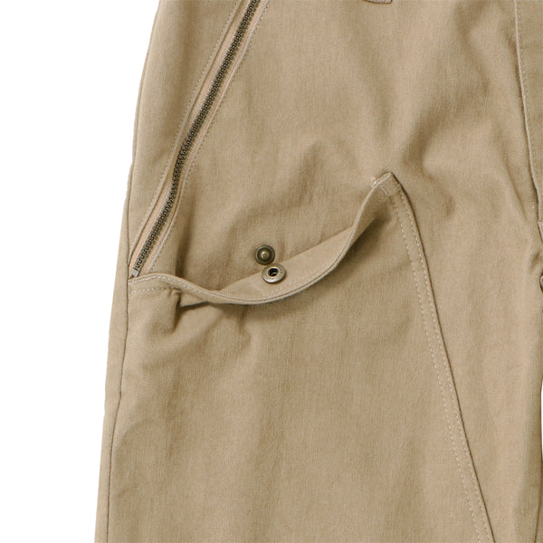 Cotton blend ankle pants with belt hem beige